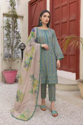 3-Pc Printed Lawn Shirt with Printed Cigarette Pant and Chiffon Dupatta CPM23-40