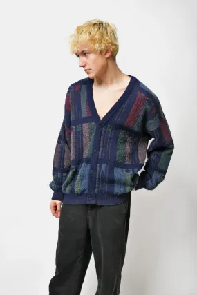 90s Cardigan Sweater Multi Blue