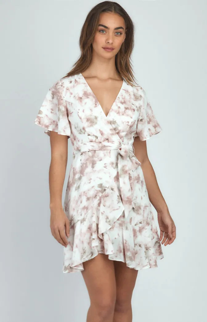 Asymmetric Hem Abstract Print Dress (SDR1065A)