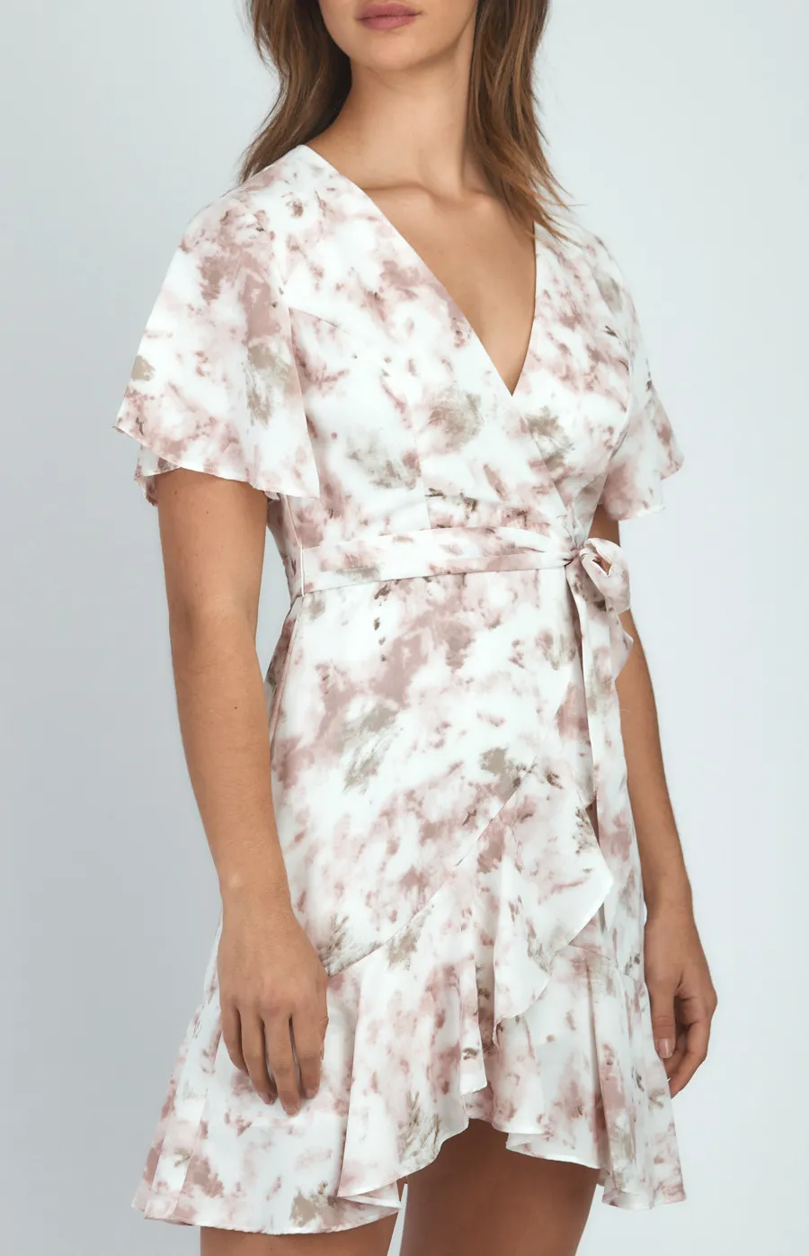 Asymmetric Hem Abstract Print Dress (SDR1065A)