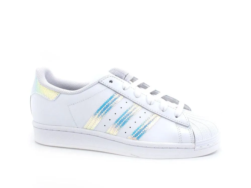 ADIDAS White Iridescent Superstar J Shoes