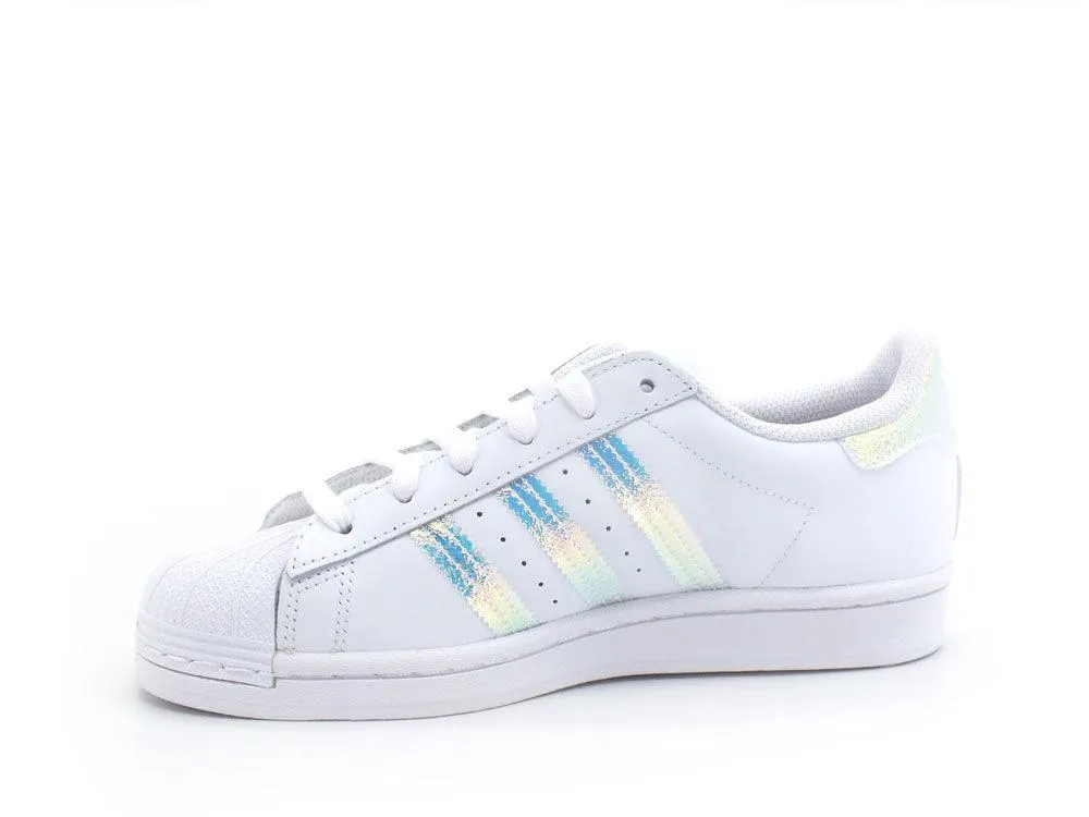 ADIDAS White Iridescent Superstar J Shoes