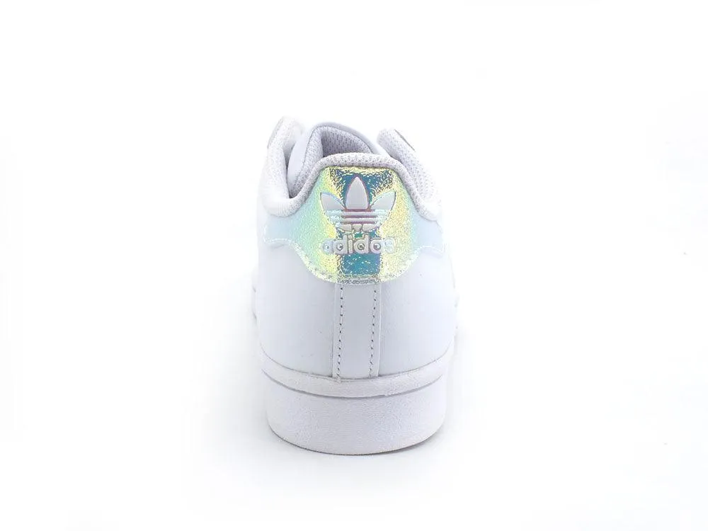 ADIDAS White Iridescent Superstar J Shoes