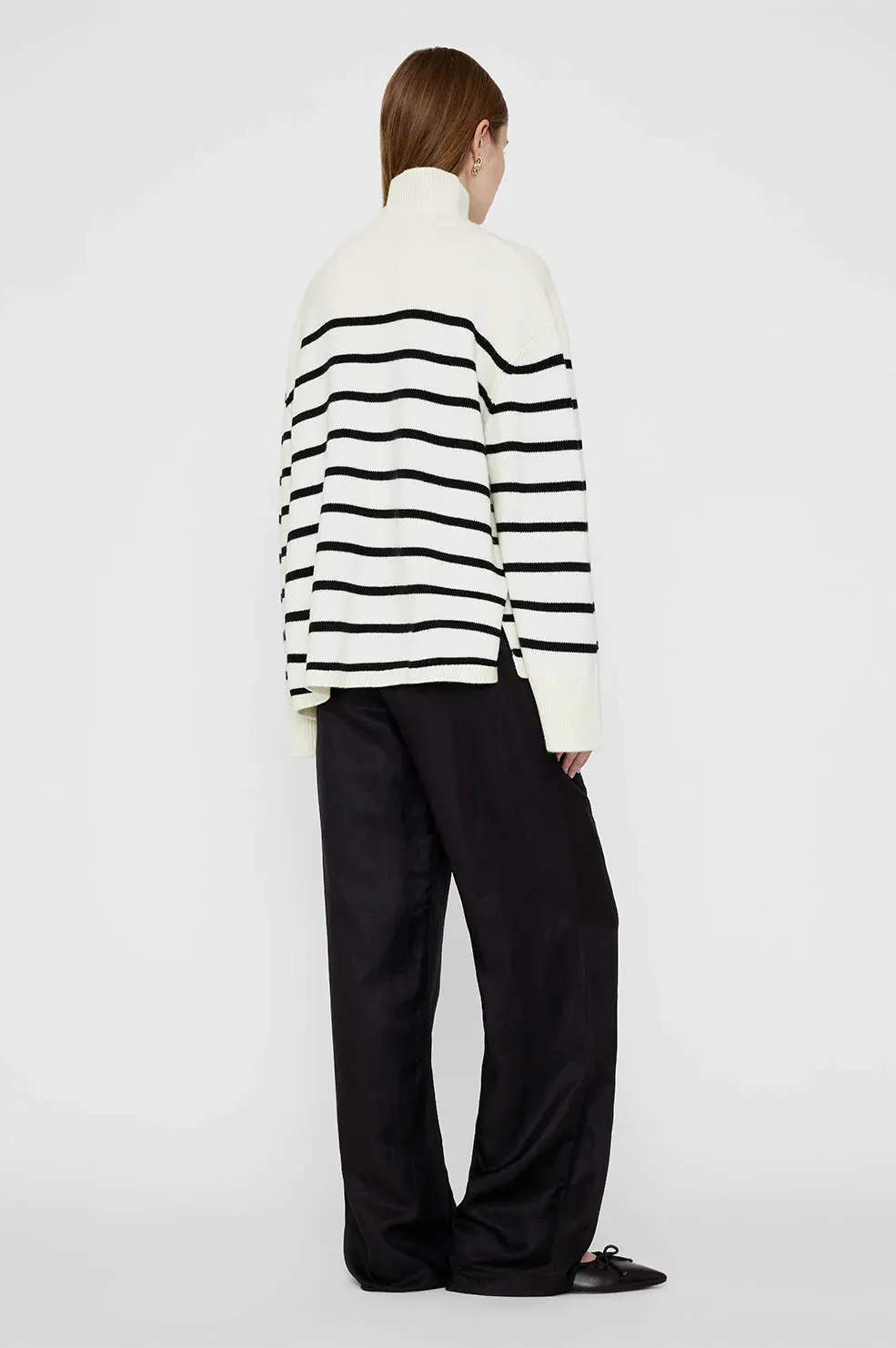 Anine Bing Courtney Sweater in Ivory and Black Stripe