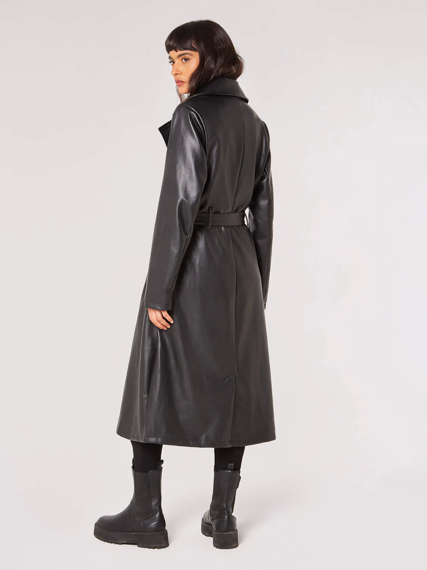 Apricot Clothing Leather-Look Trench Coat