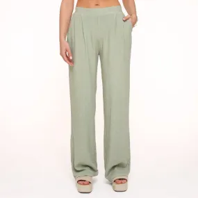 Army Green Linen Viscose Pants.