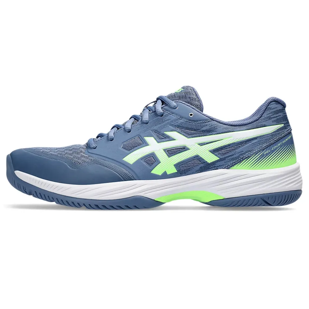 ASICS Men's Gel-Court Hunter 3 Badminton Shoe in Denim Blue/Lime Burst