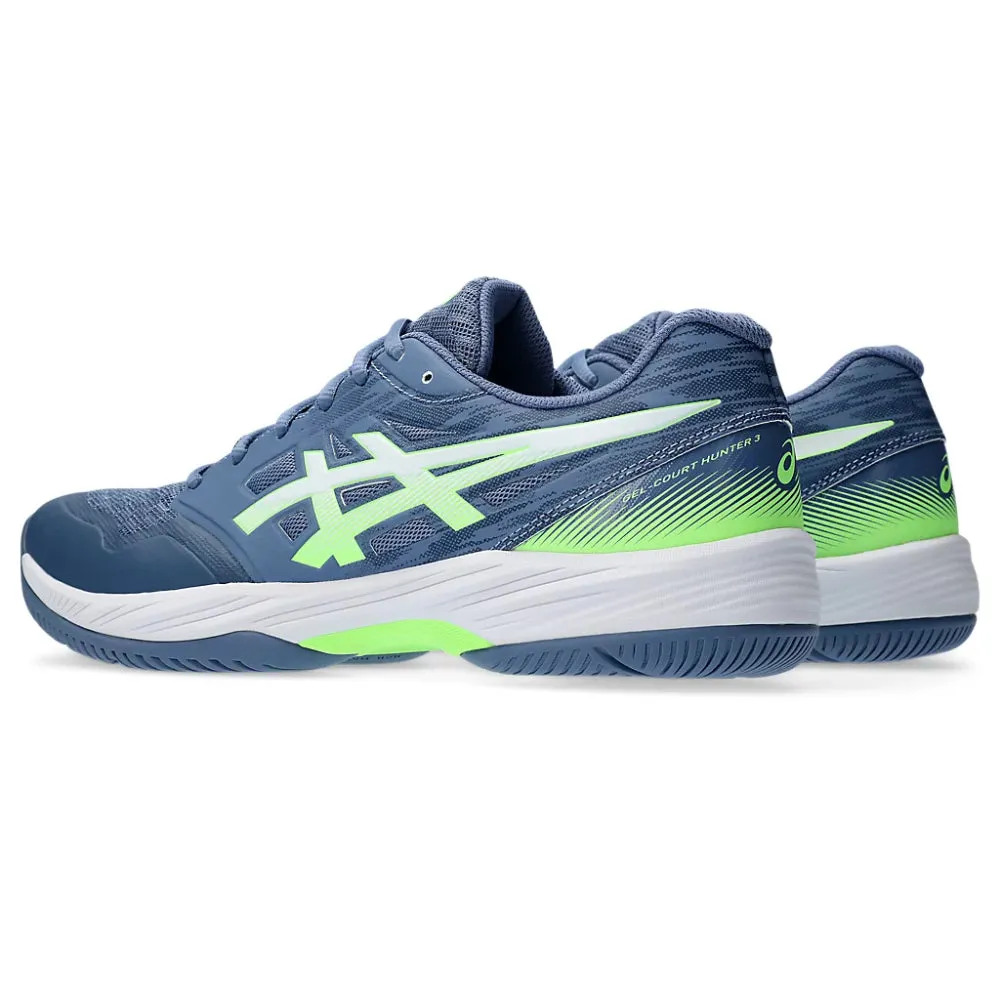 ASICS Men's Gel-Court Hunter 3 Badminton Shoe in Denim Blue/Lime Burst