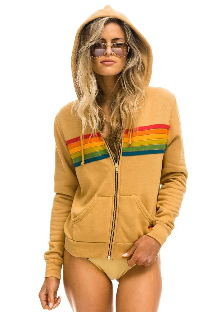 Aviator Nation Light Khaki 6-Stripe Zip Hoodie