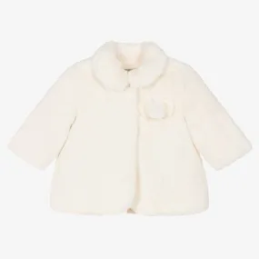 Ivory Faux Fur Coat for Baby Girls