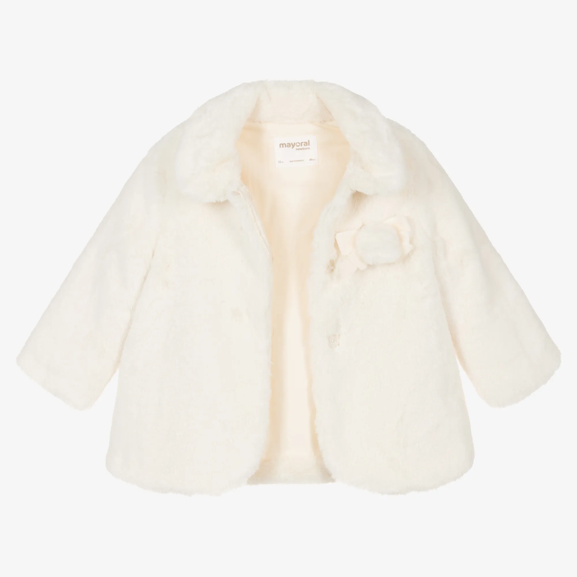 Ivory Faux Fur Coat for Baby Girls