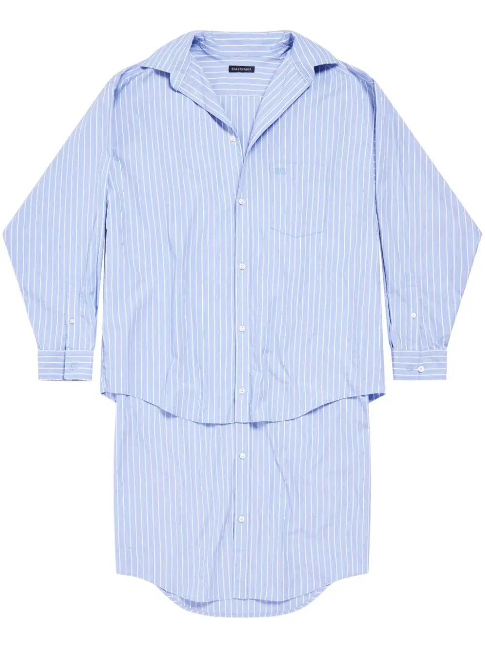 BALENCIAGA Blue Layered Shirt Dress Women SS24