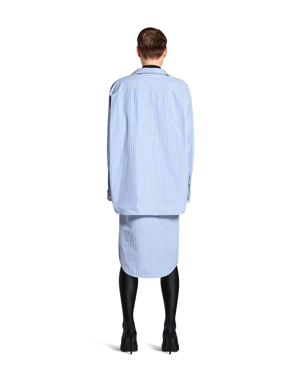 BALENCIAGA Blue Layered Shirt Dress Women SS24