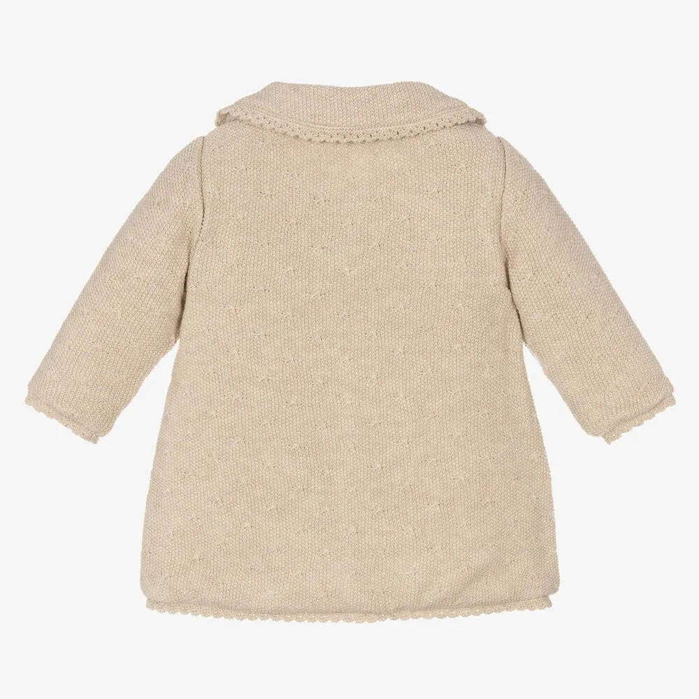 Beige Knit Baby Girl Coat