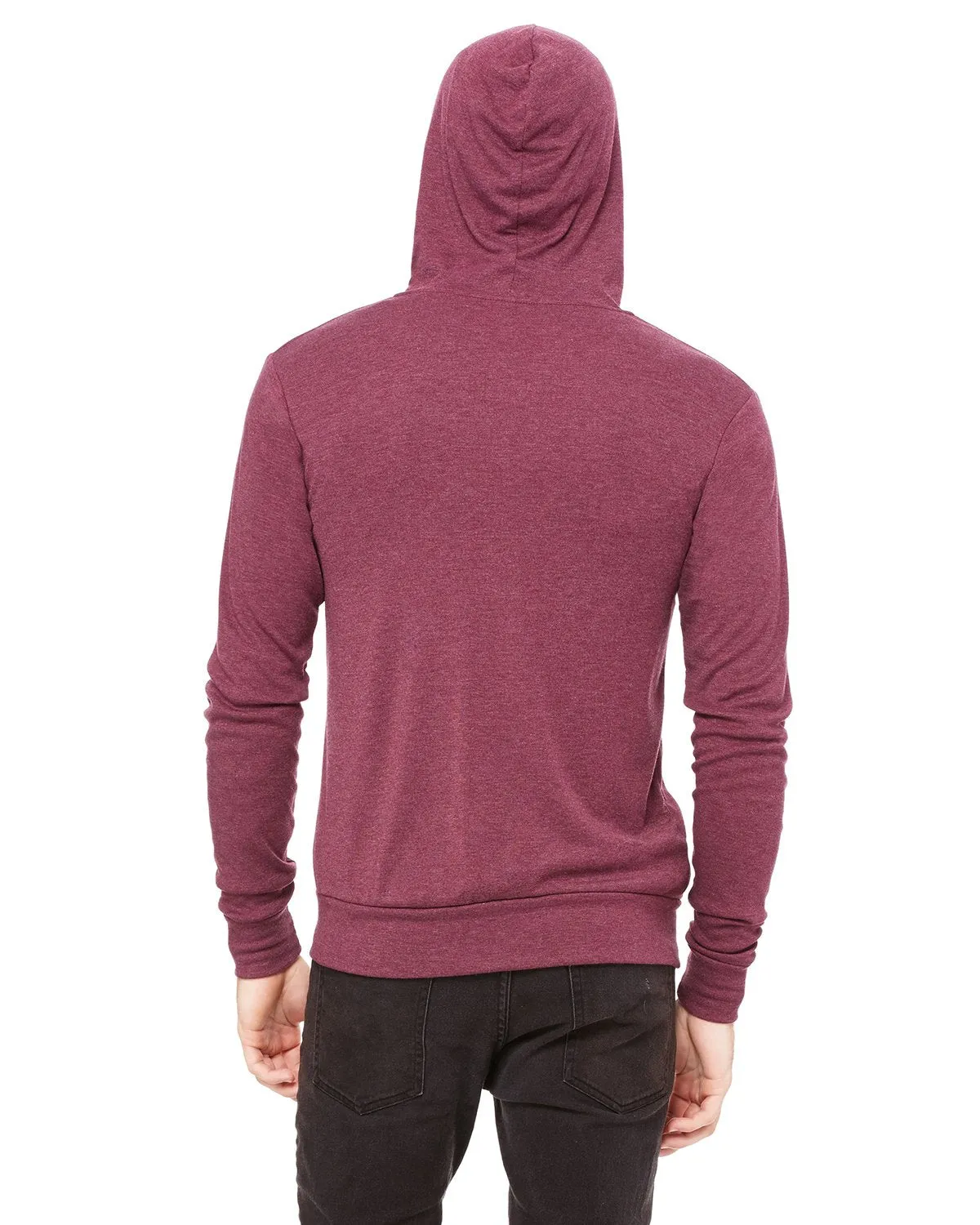 Bella + Canvas 3939 Maroon Triblend Full-Zip Hoodie