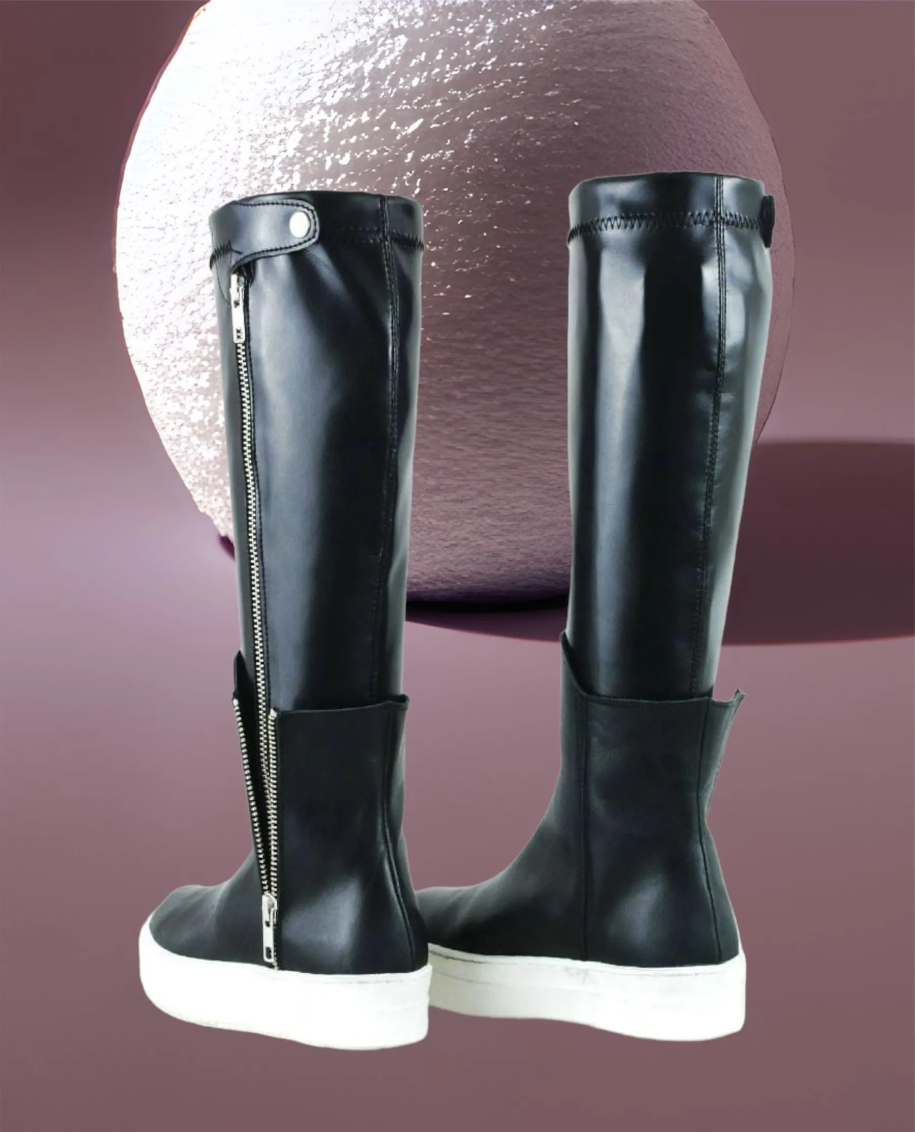 Black leather boots women genuine leather A1695.