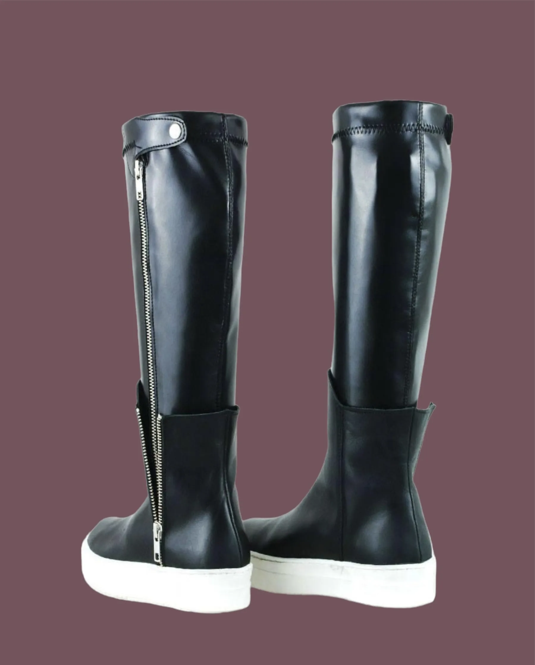 Black leather boots women genuine leather A1695.