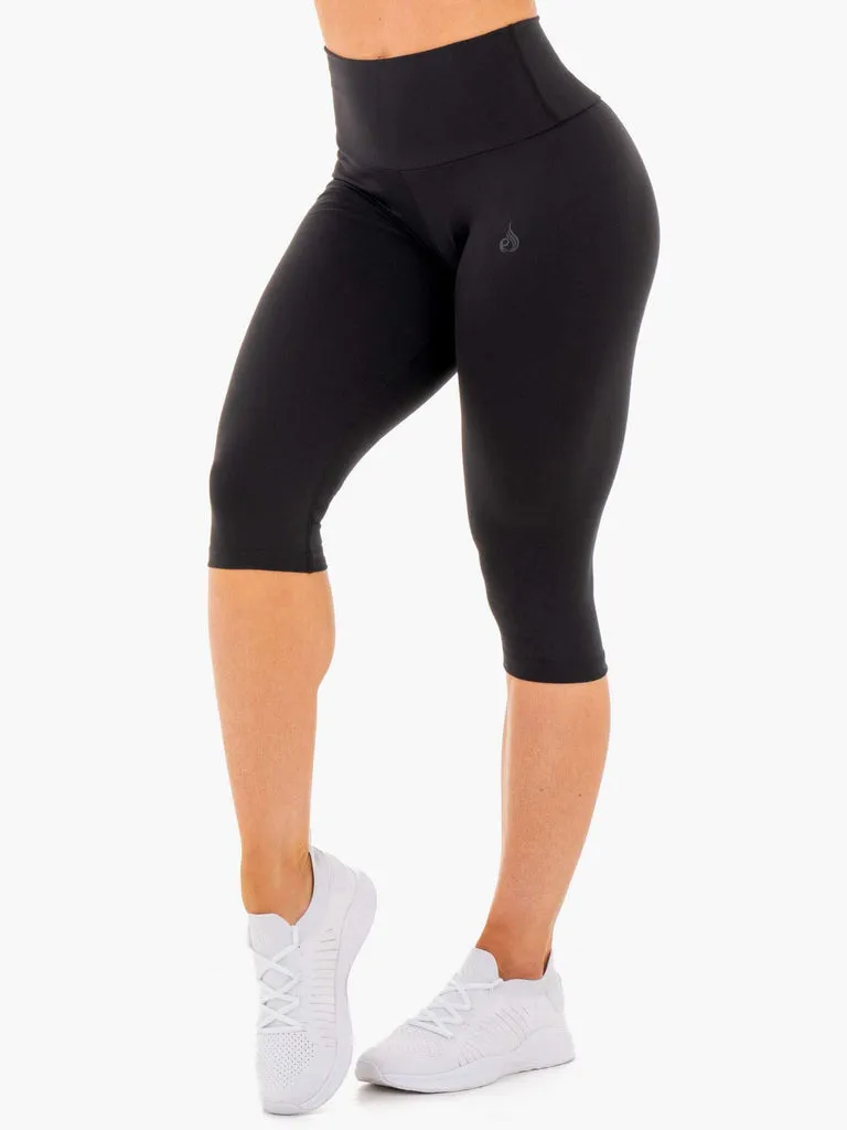 Black Motion High Waisted Capri Leggings