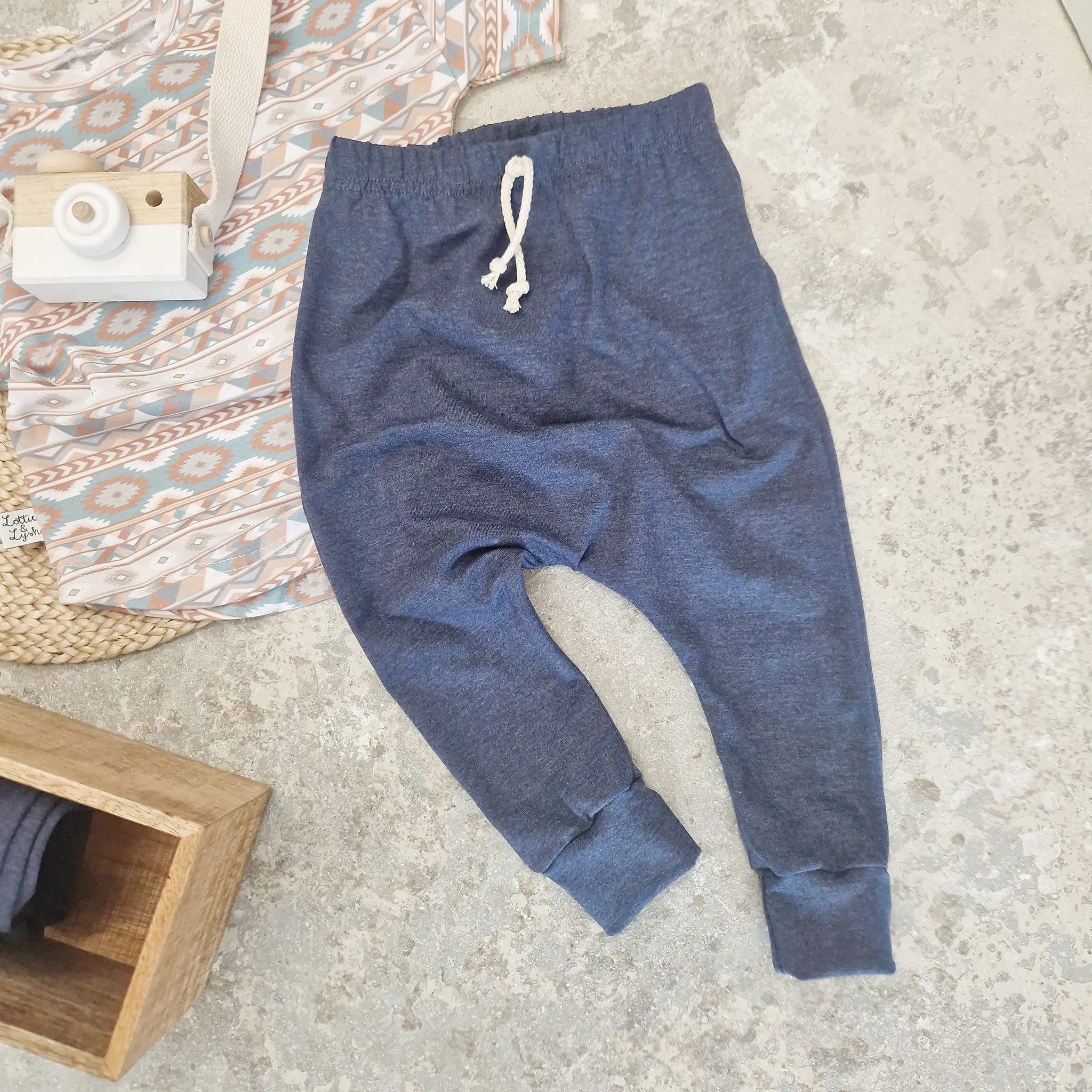 Blue Denim Slouch Pants Comfortable Fit