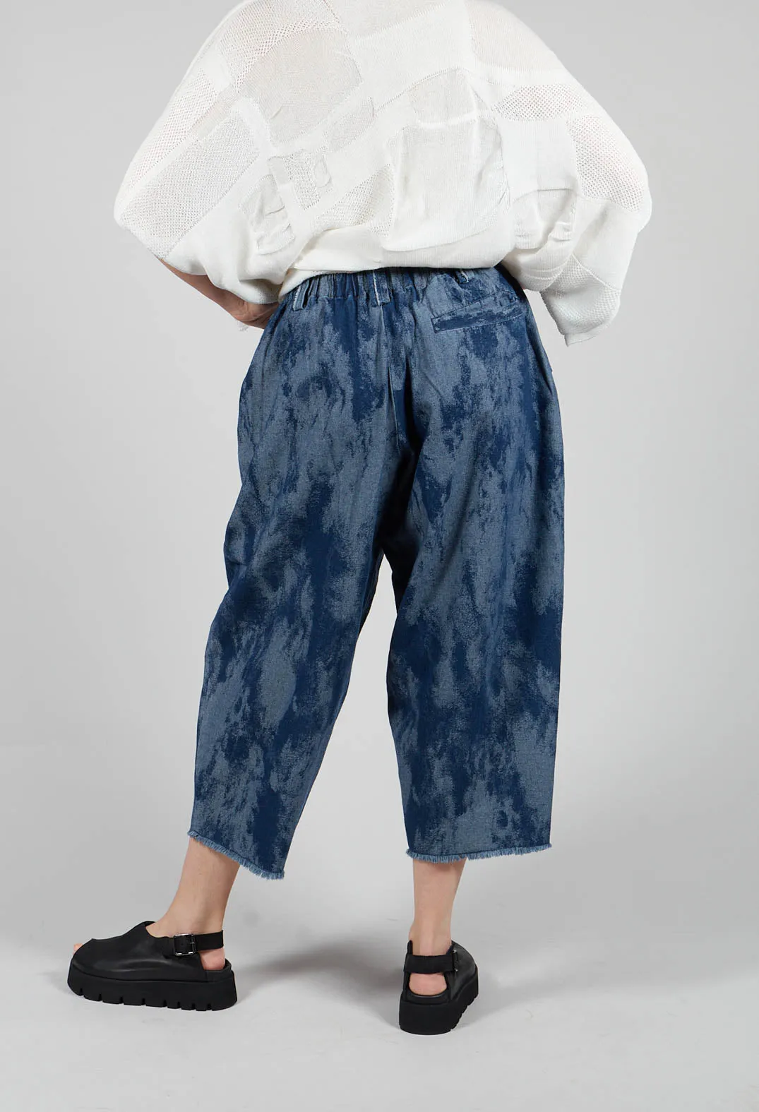 Blue Raw Hem Denim Trousers