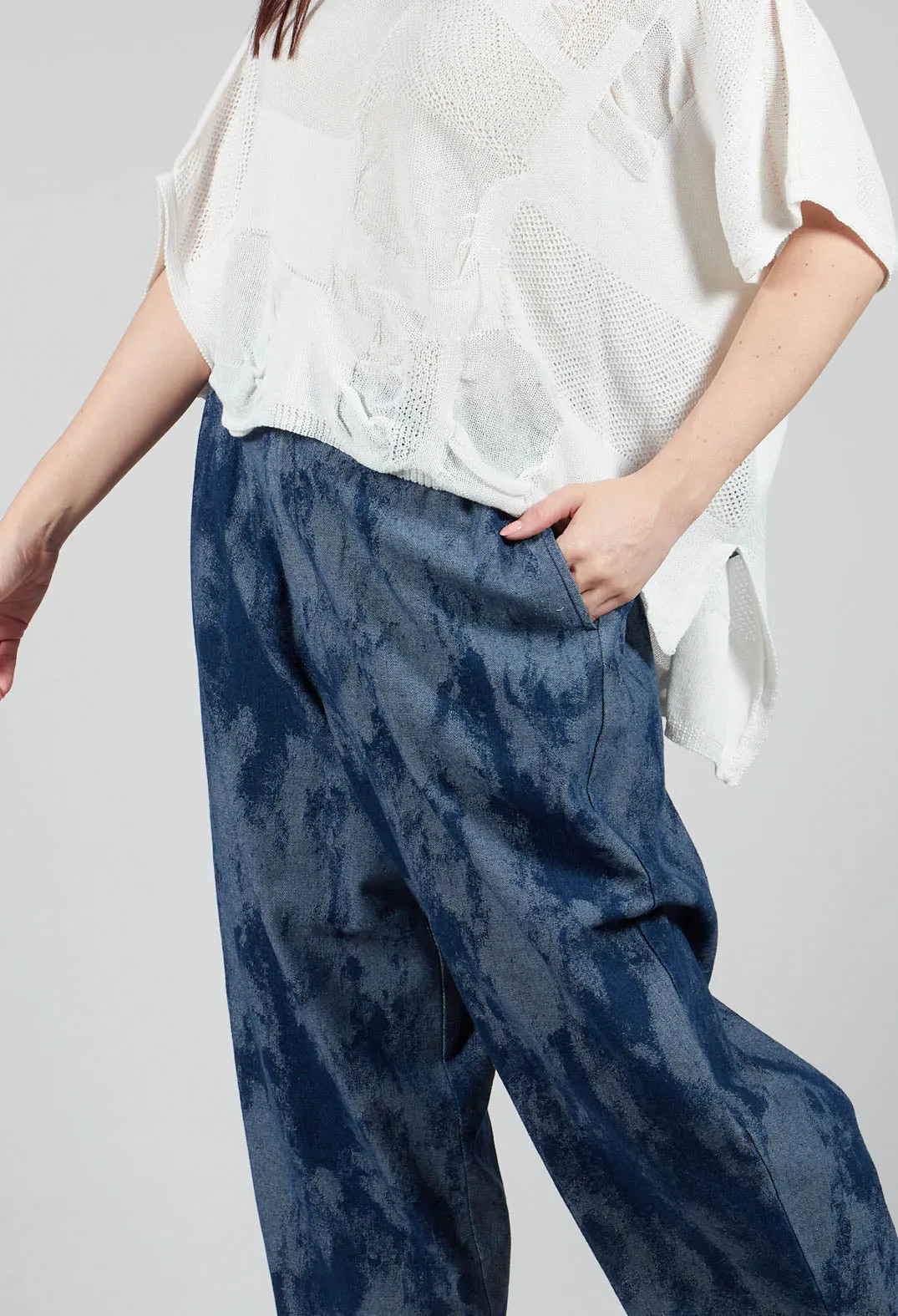 Blue Raw Hem Denim Trousers