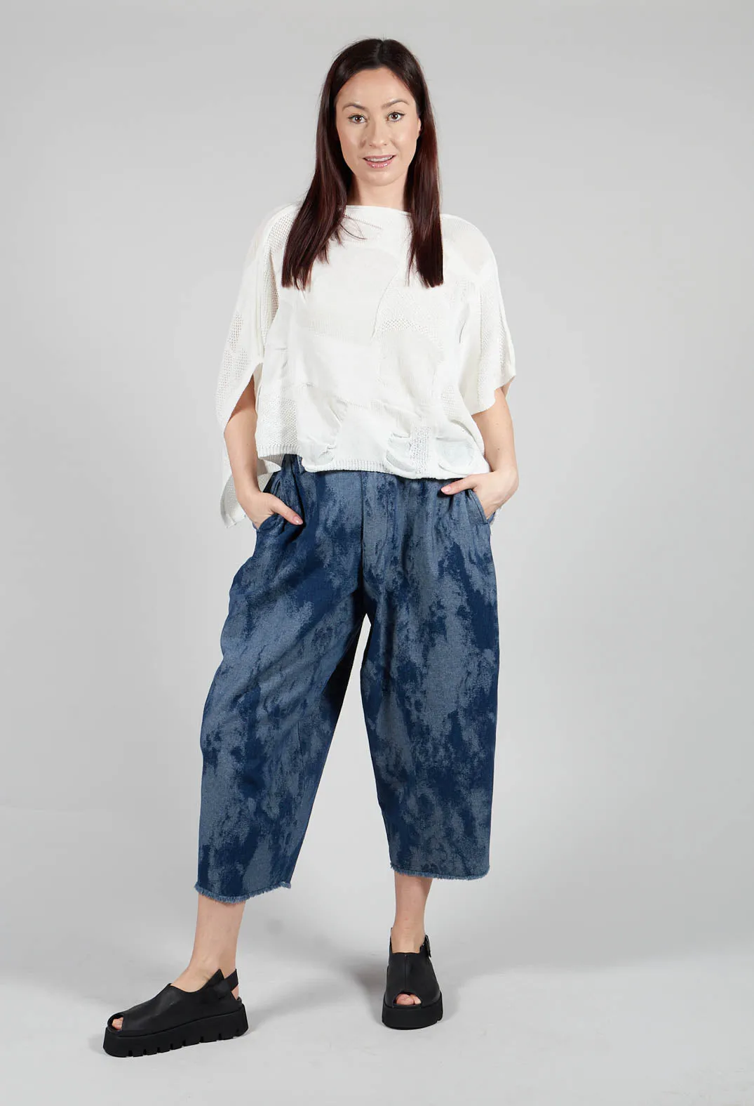 Blue Raw Hem Denim Trousers