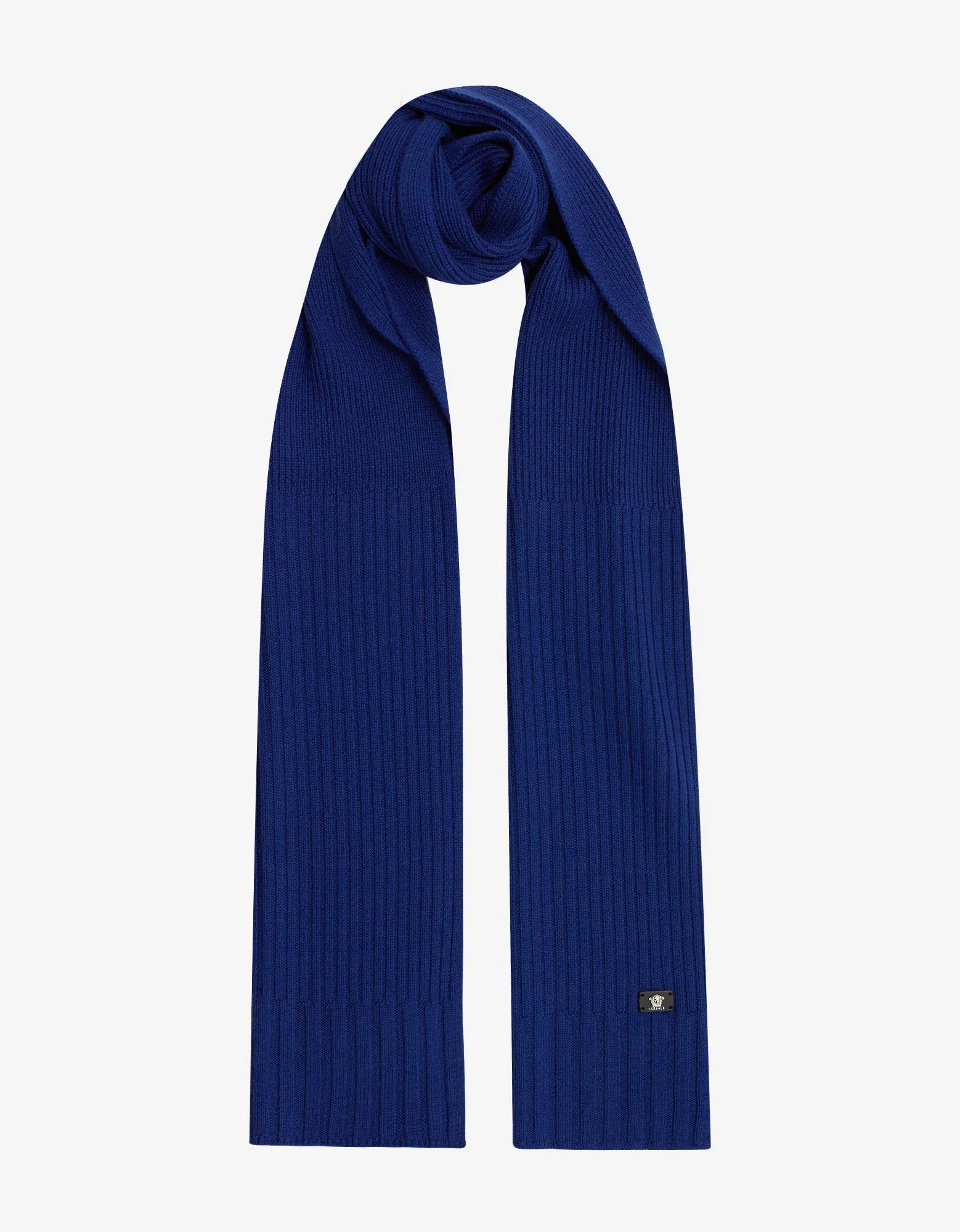 Soft Blue Wool Scarf with Ribbed Design