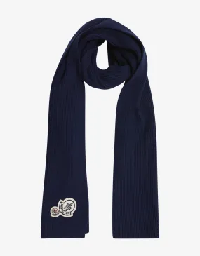 Soft Blue Wool Cashmere Scarf with Logo - Shop Now