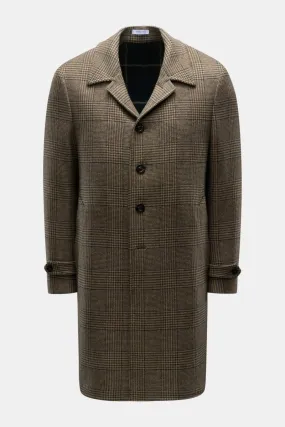 BOGLIOLI checked wool coat in olive and brown