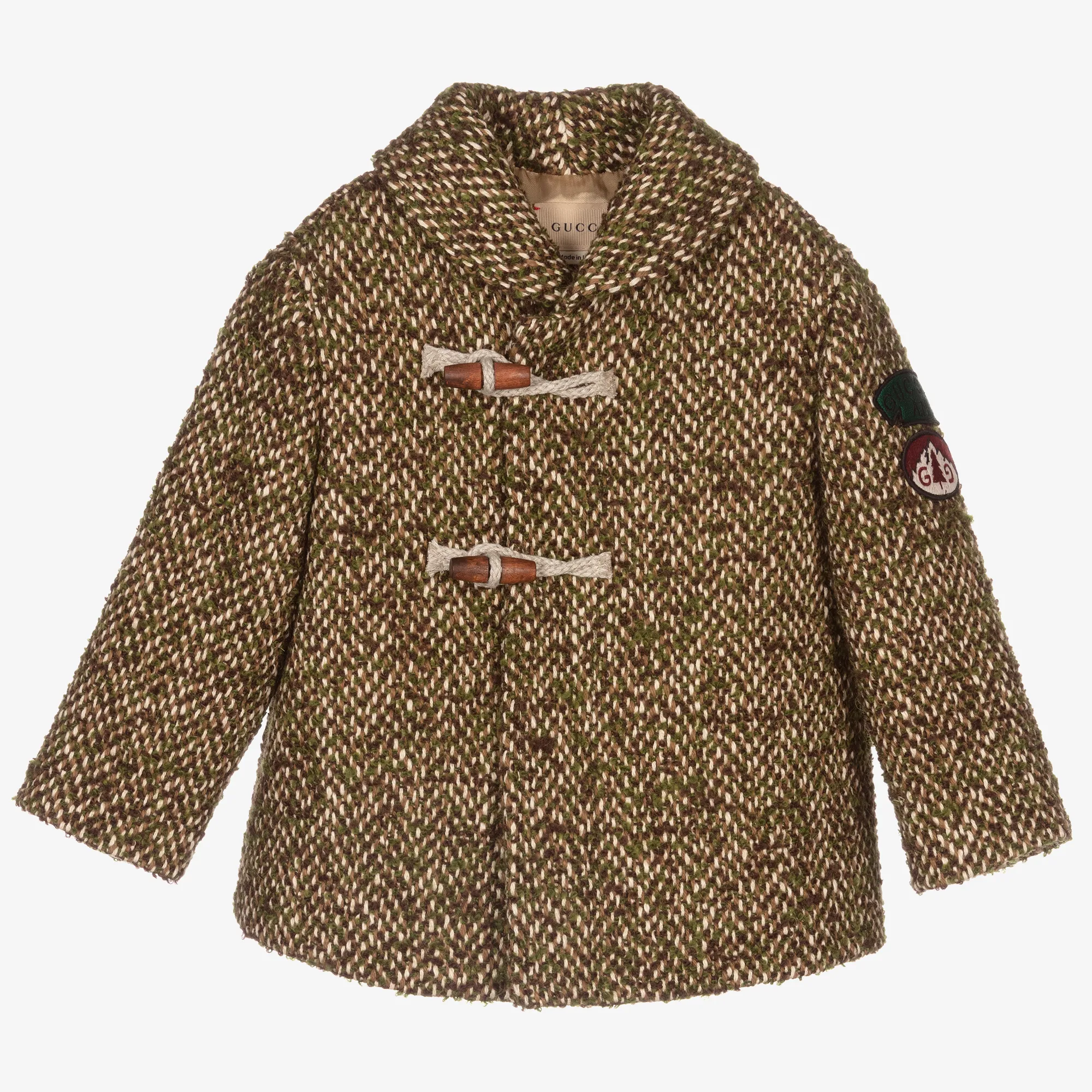 Brown Green Boys Wool Coat