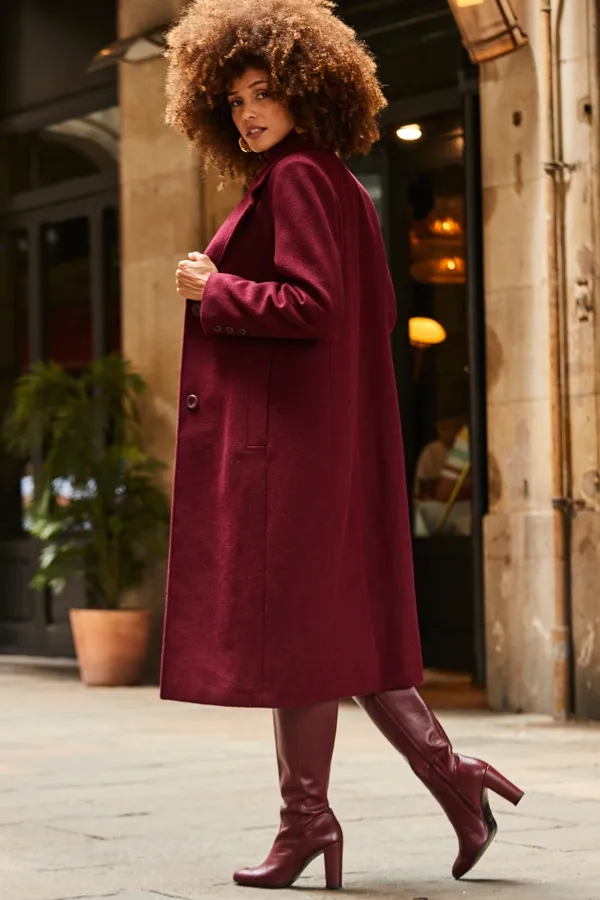 Burgundy Wool Coat - Premium Quality Longline Outerwear