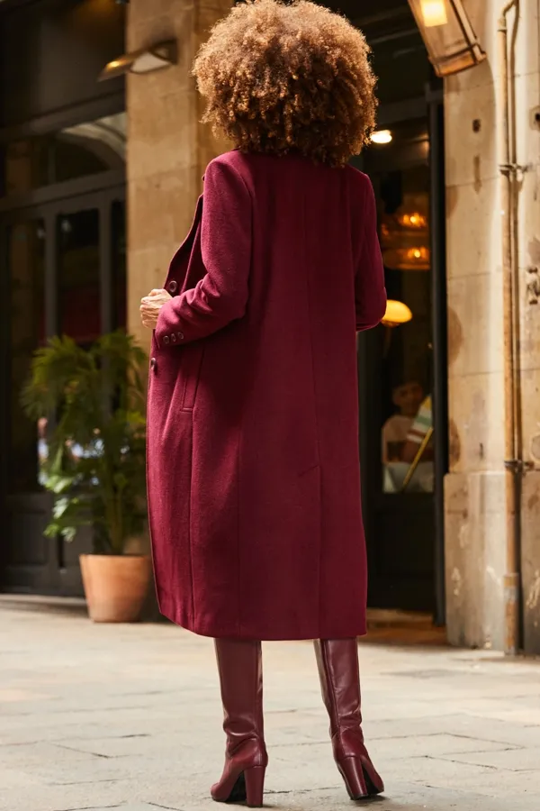 Burgundy Wool Coat - Premium Quality Longline Outerwear