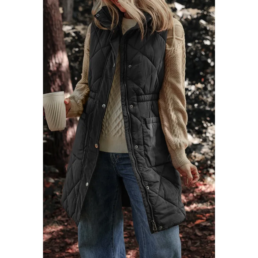 Button-Up Vest with Zipper Pockets Coat