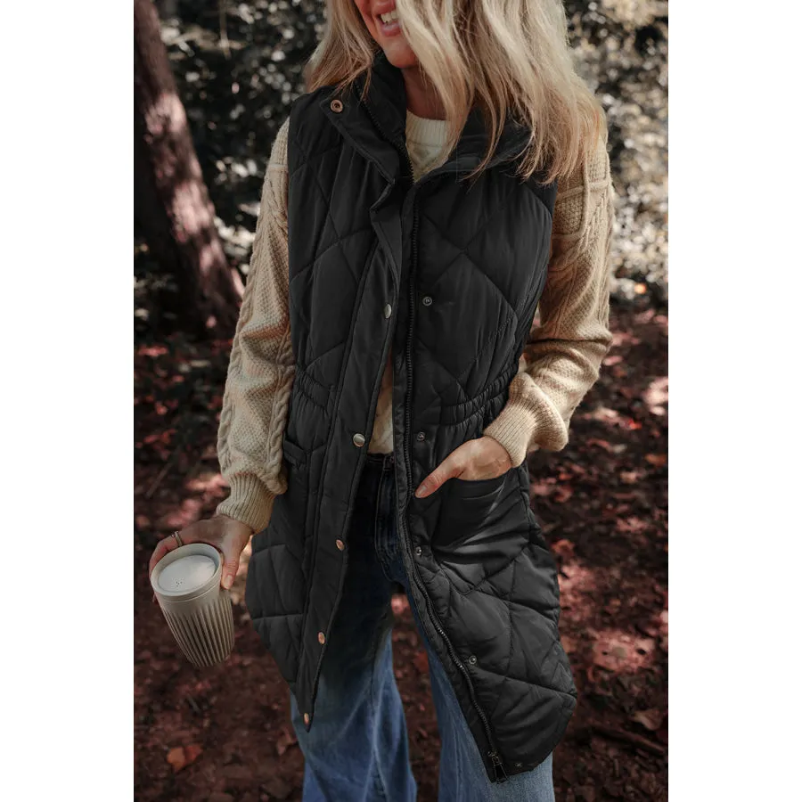 Button-Up Vest with Zipper Pockets Coat