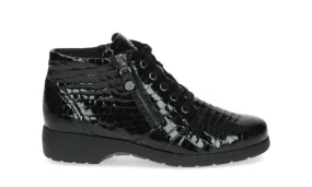 Caprice ankle boot black croc lace up - Black

