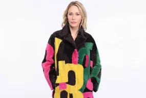 carla women's sheepskin coat in multicolor