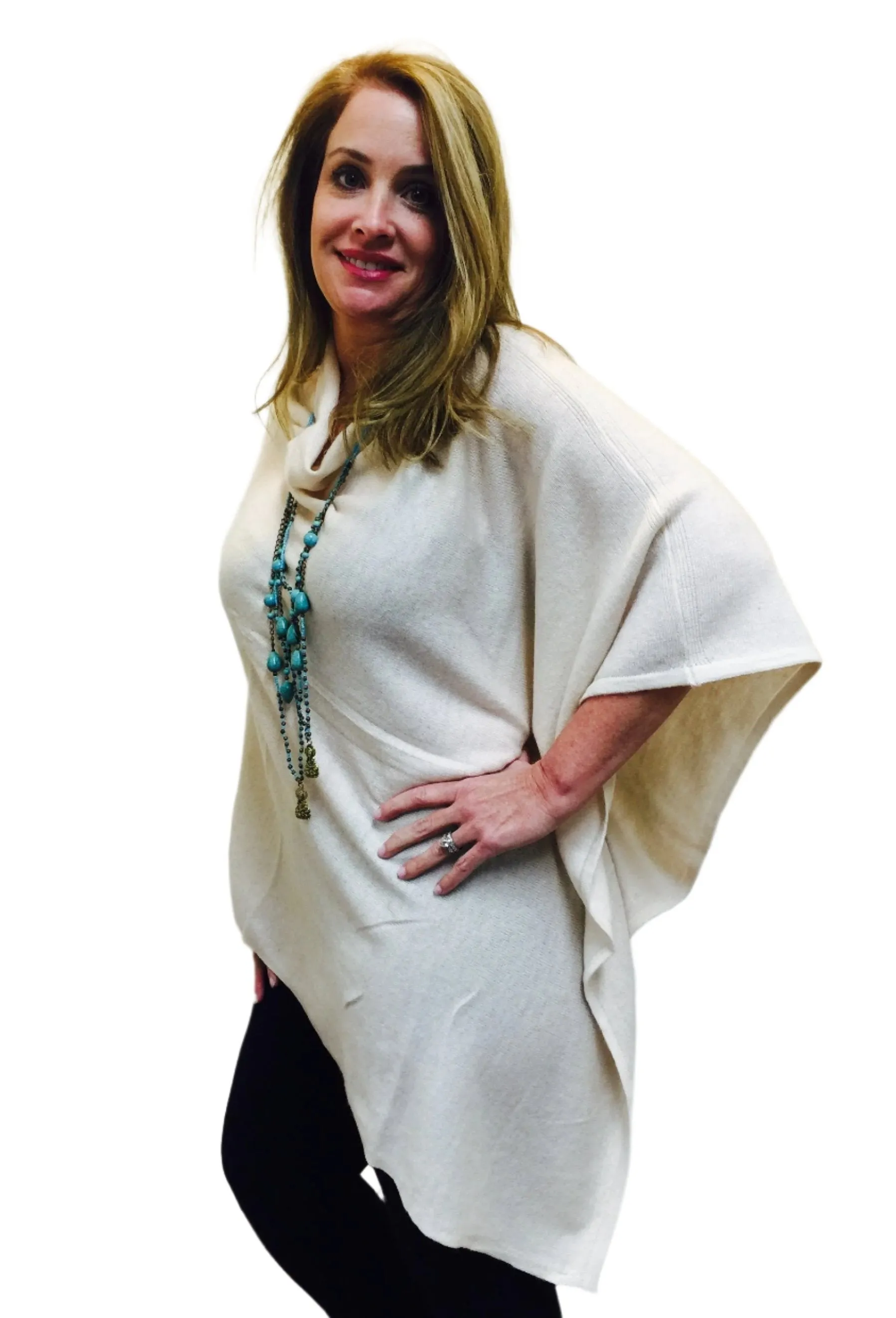 Cashmere Poncho Nepal Cream Sale