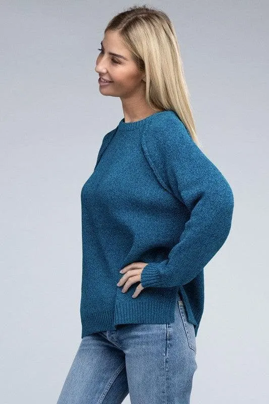 Chenille Raglan Sweater - ZENANA