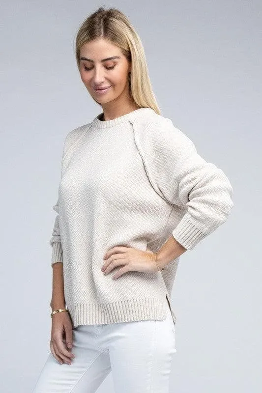 Chenille Raglan Sweater - ZENANA