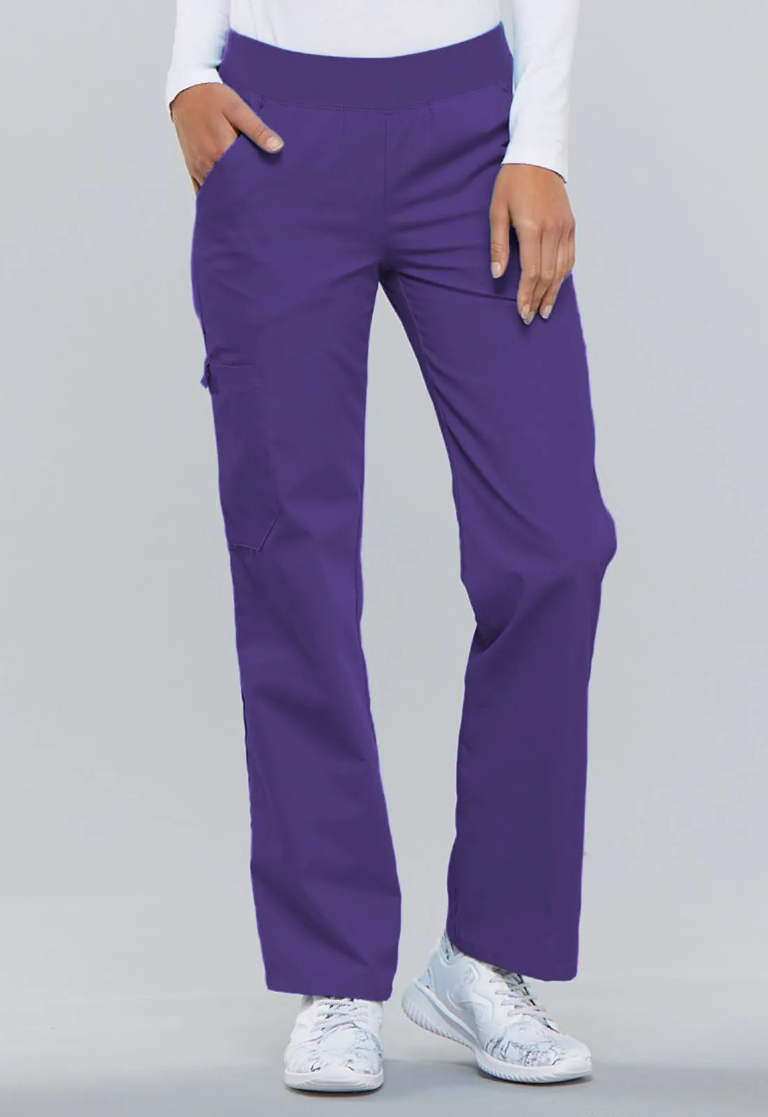 Cherokee Flexibles Mid Rise Knit Waist Pull-On Pant in Grape (DOOR CRASHER PRICED!)