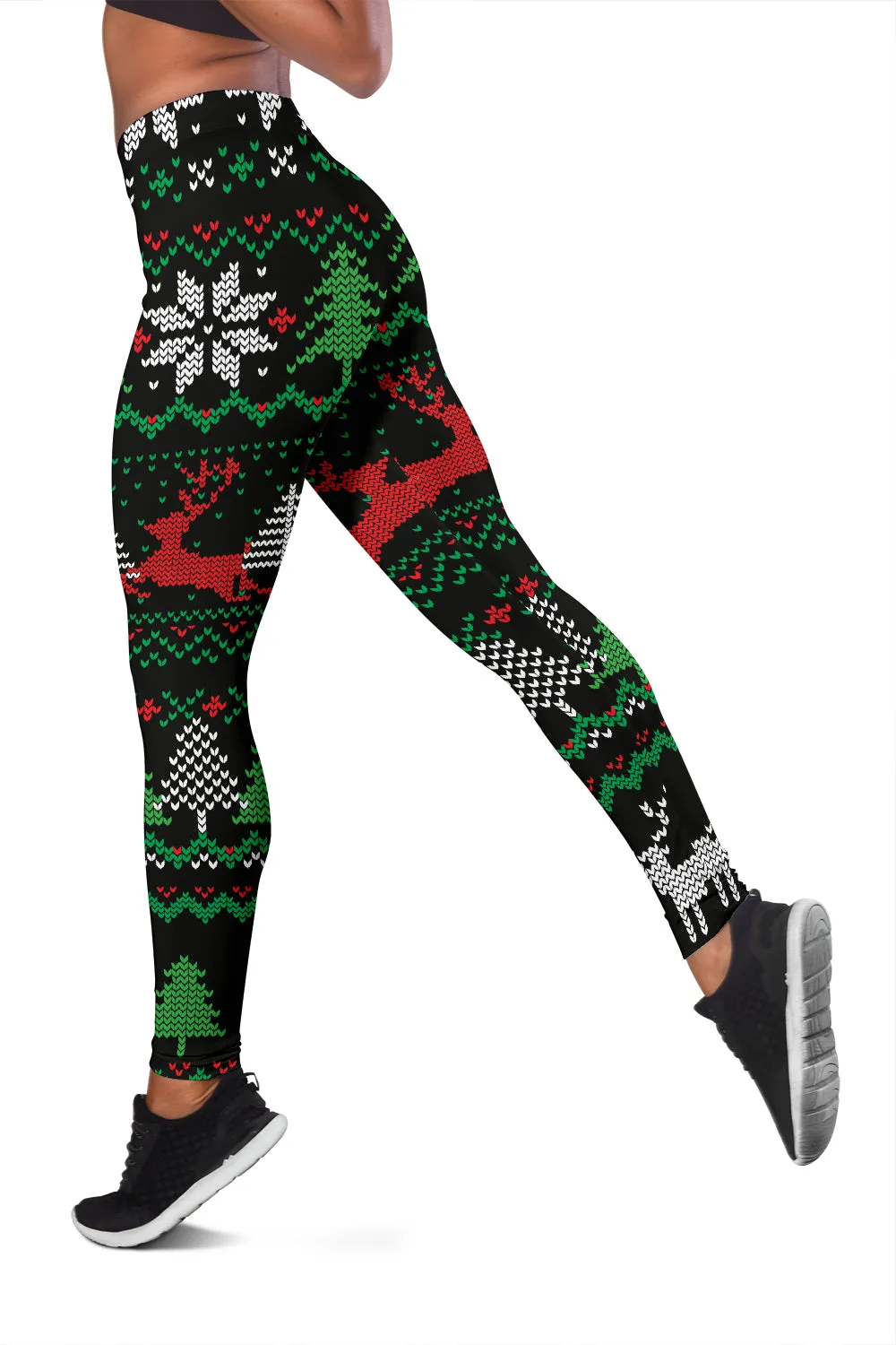 Christmas Printed Leggings - Red Green Black