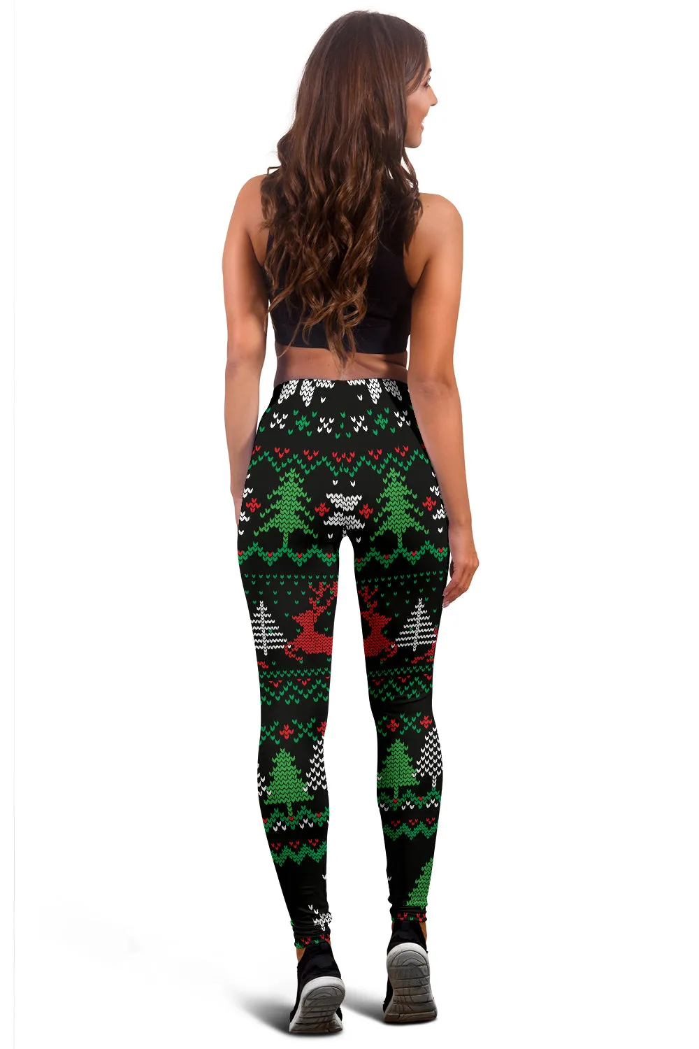 Christmas Printed Leggings - Red Green Black