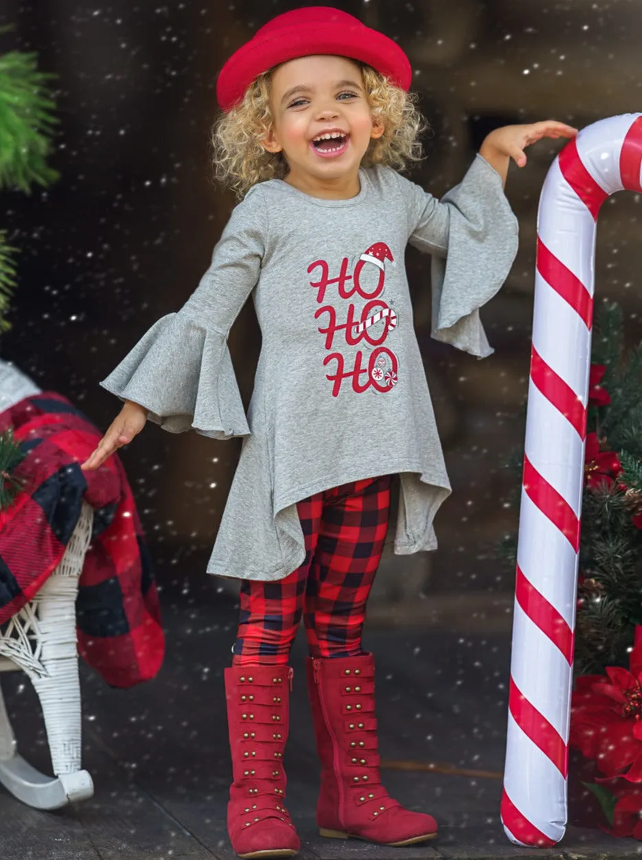 Christmas Tunic and Legging Set with High-Low Design