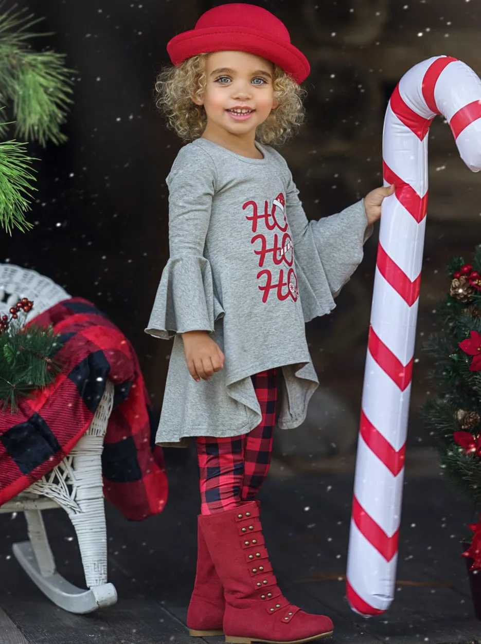 Christmas Tunic and Legging Set with High-Low Design