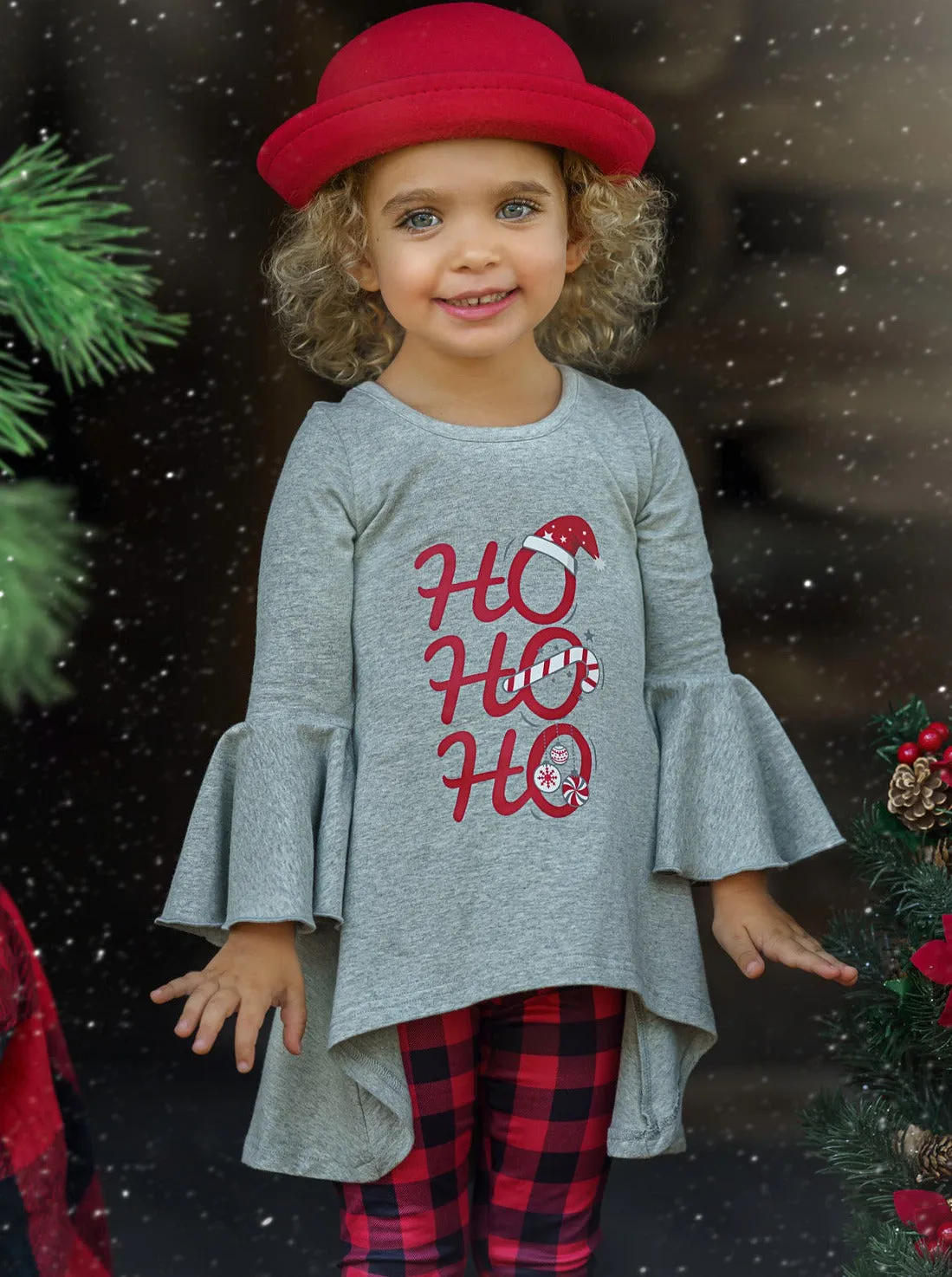 Christmas Tunic and Legging Set with High-Low Design