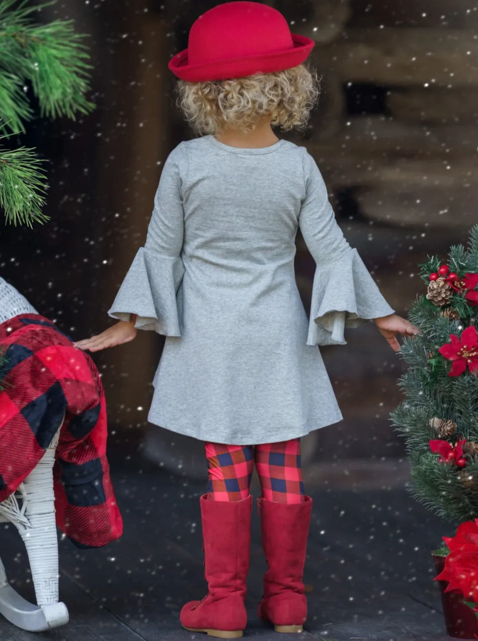 Christmas Tunic and Legging Set with High-Low Design