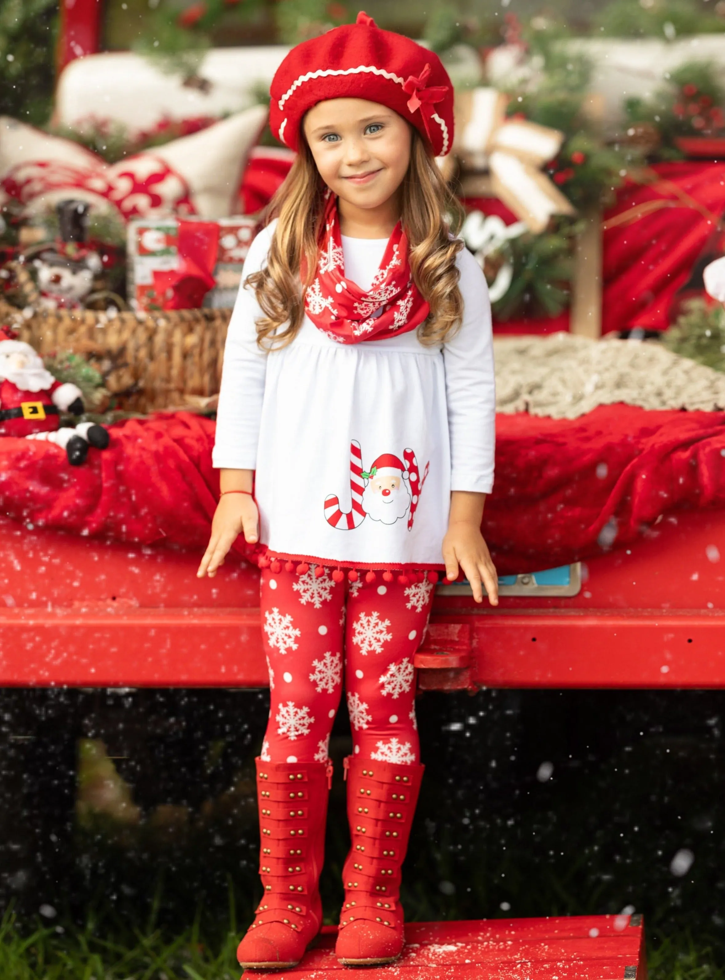 Christmas Tunic, Leggings, and Scarf Set for Joyful Days