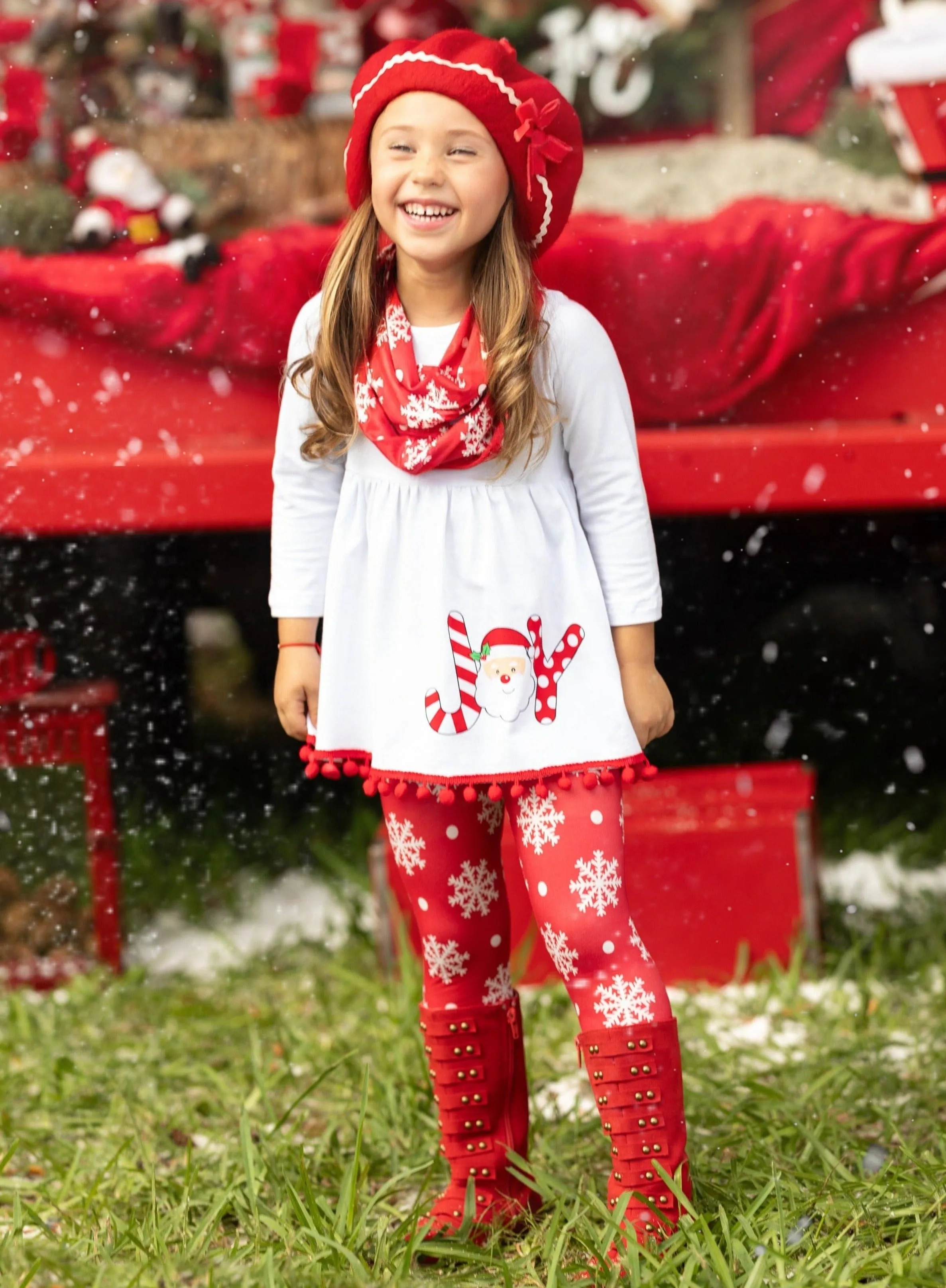 Christmas Tunic, Leggings, and Scarf Set for Joyful Days