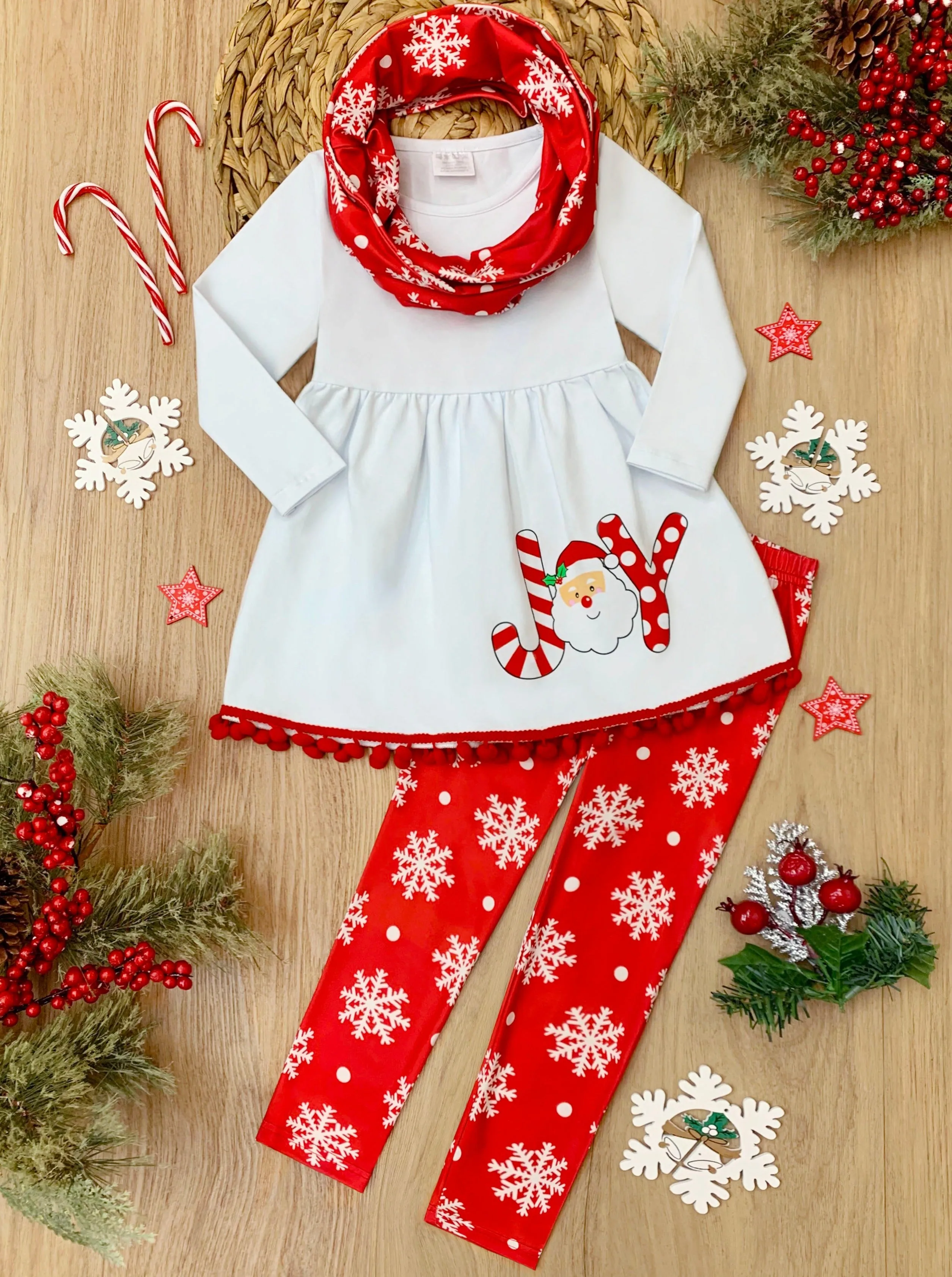 Christmas Tunic, Leggings, and Scarf Set for Joyful Days