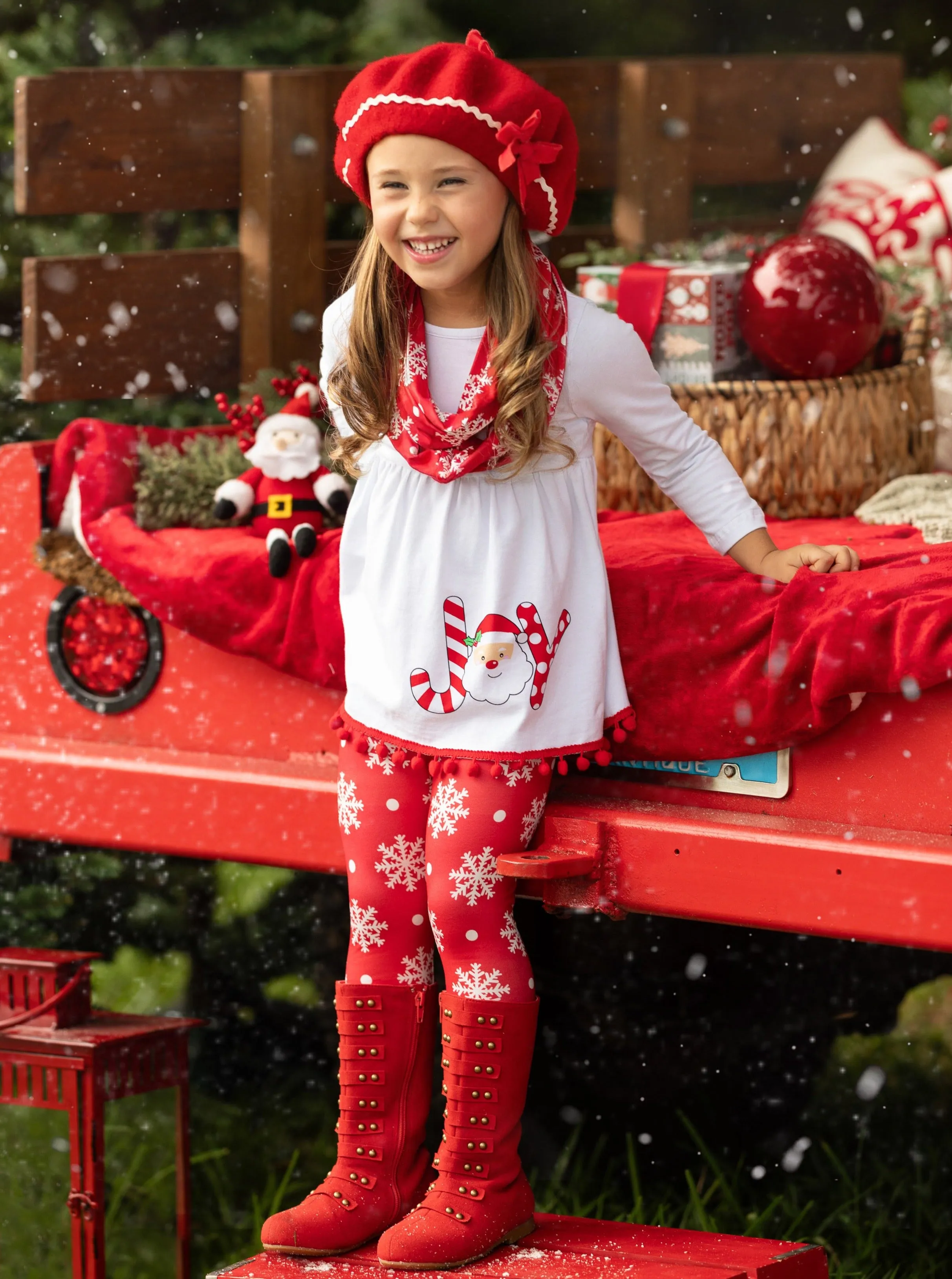 Christmas Tunic, Leggings, and Scarf Set for Joyful Days